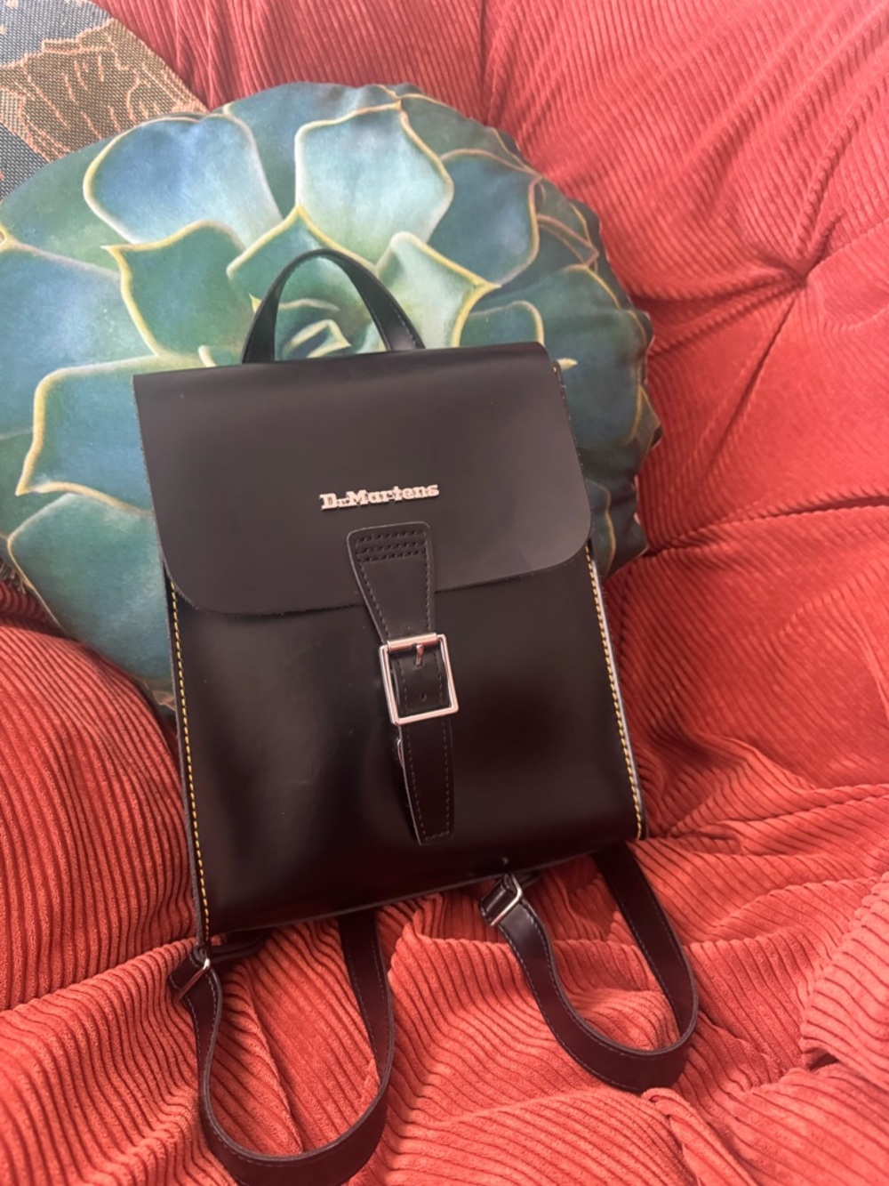 Dr. Martens Black Leather Backpack with Silver Hardware